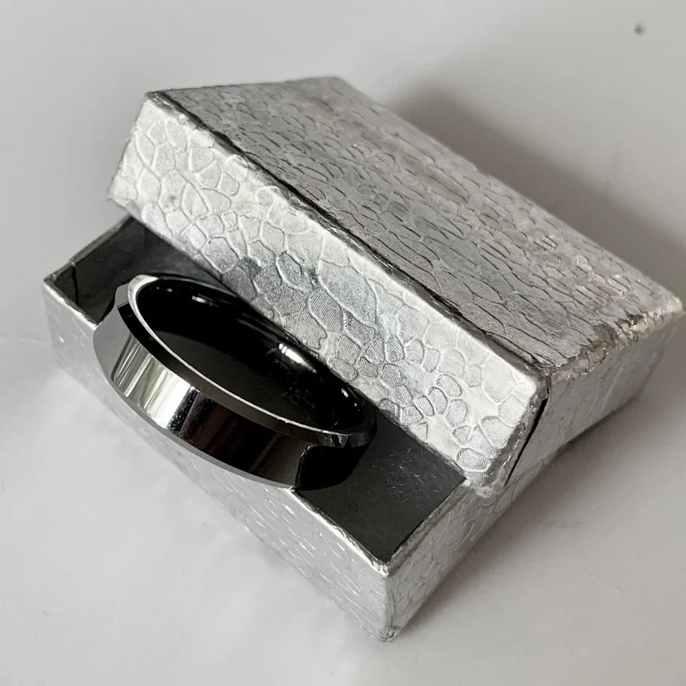 Tungsten Steel Carbide Gunmetal Dark Silver Color Metal Shiny Men's Wedding Ring